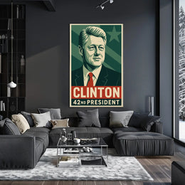 Clinton Cityscape 42nd President Wanderlust Poster