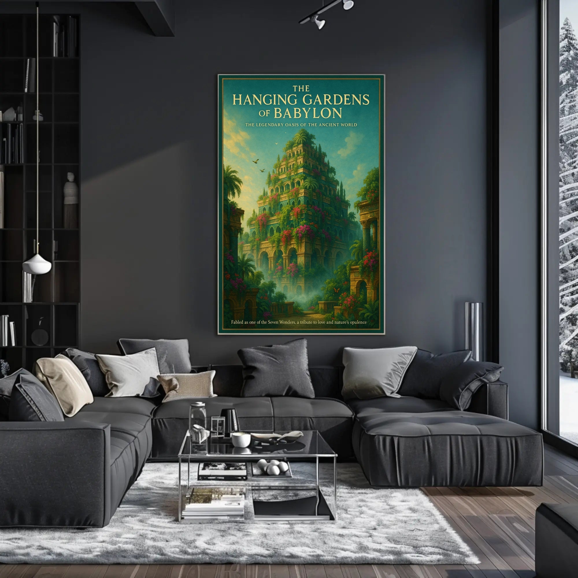 Hanging Gardens of Babylon Photorealistic Fantasy Mythology Poster