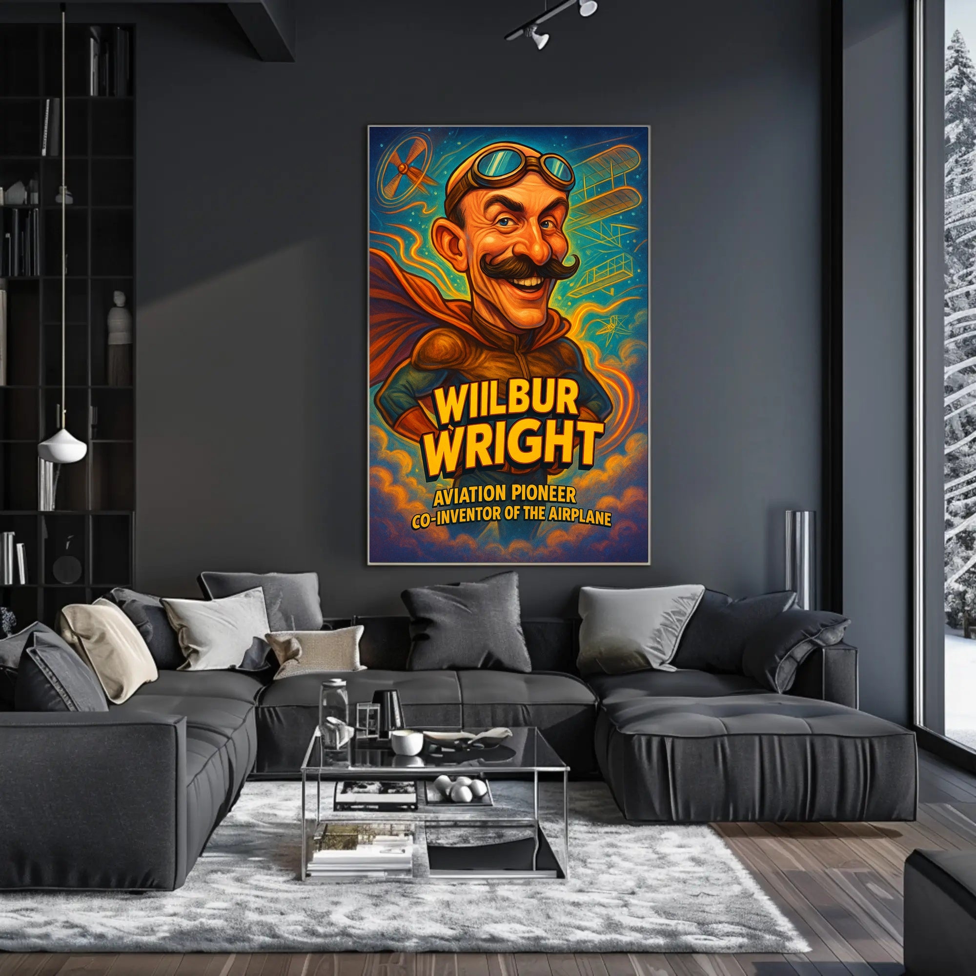 Wilbur Wright Aviation Pioneer Caricature Historical Poster PosterGoat