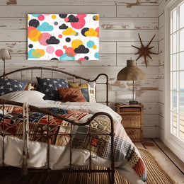Vibrant Abstract Circles and Clouds Art Poster
