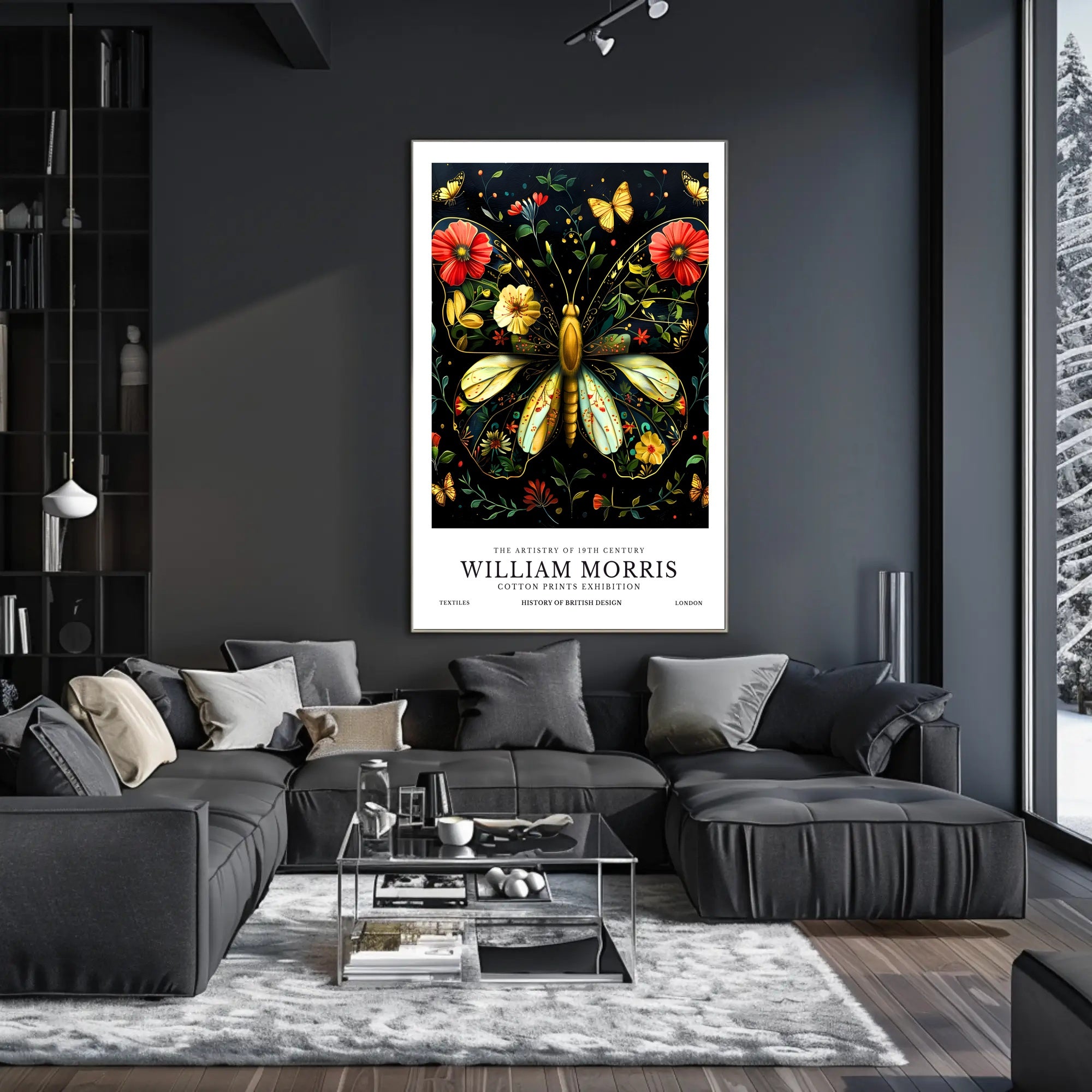 William Morris Butterfly Design Artistic Poster
