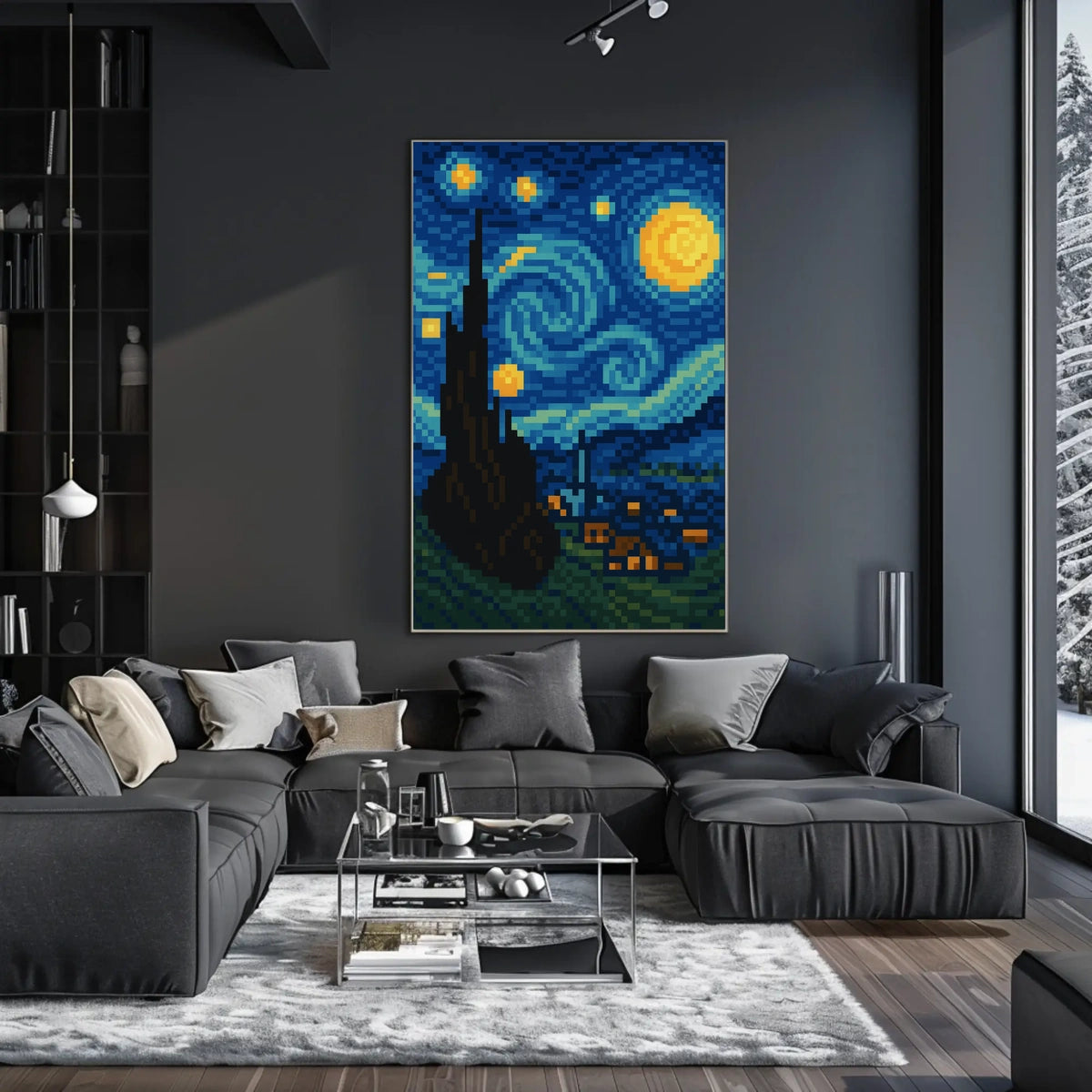 Pixelated Starry Night Poster