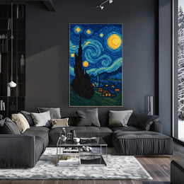 Pixelated Starry Night Poster
