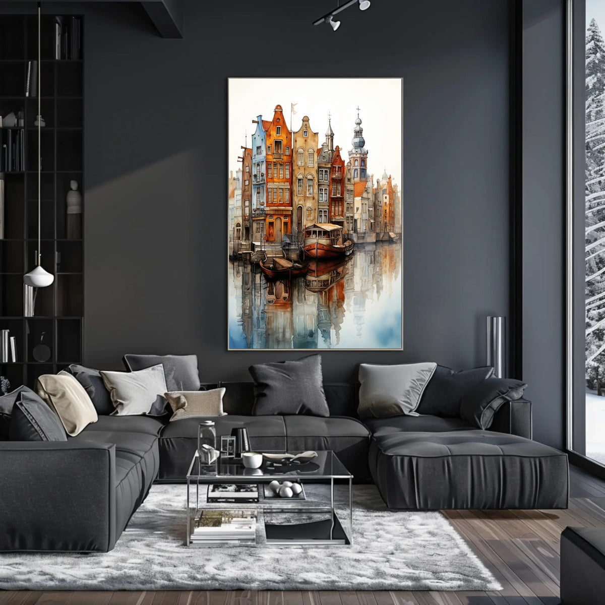 European Canal Cityscape Art Print Travel Poster