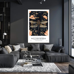 William Morris Exhibition: Intricate Dragonfly Arts and Crafts Poster