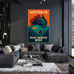 Great Barrier Reef Vintage Travel Adventure Poster