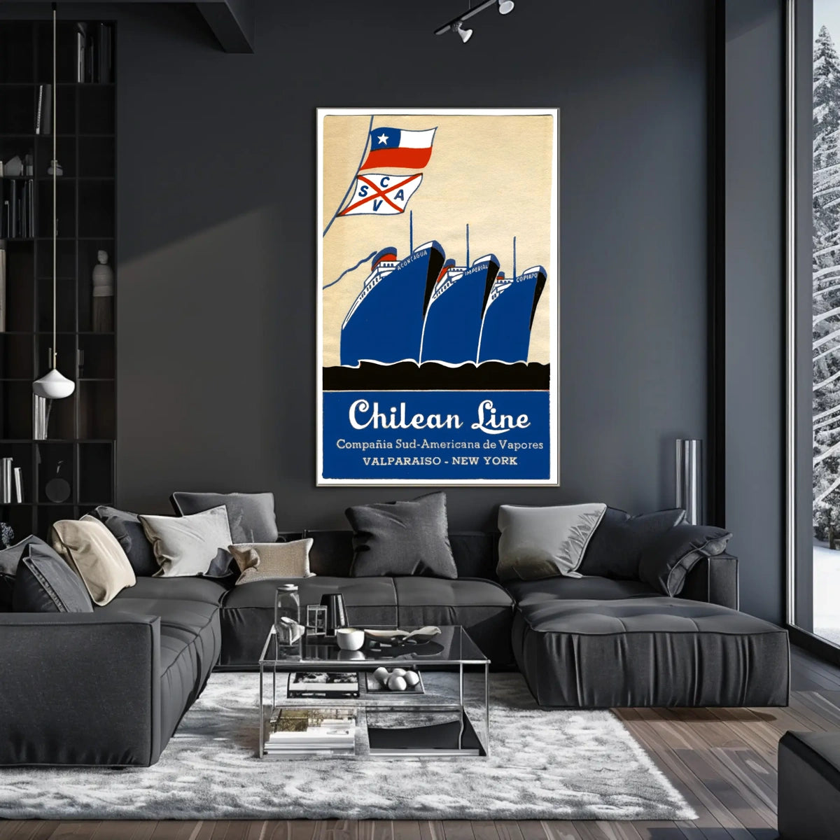 Valparaiso To New York Maritime Poster Vintage Wall Art