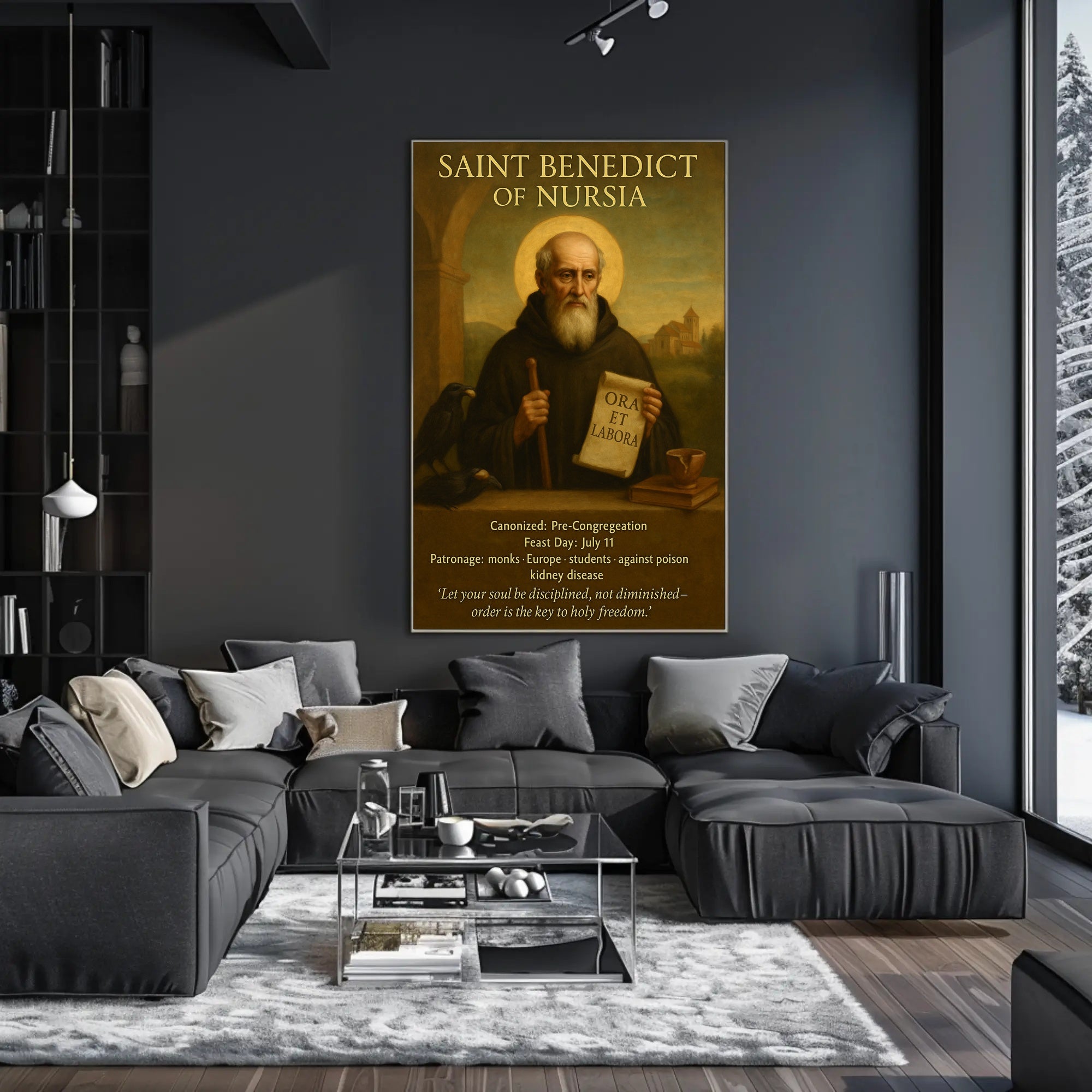 Saint Benedict Vintage Religious Art - Spirituality Poster