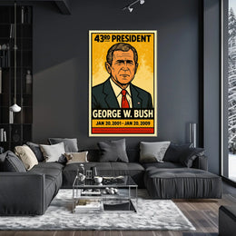 George W. Bush 43rd President of the United States Inked Comic Style Poster