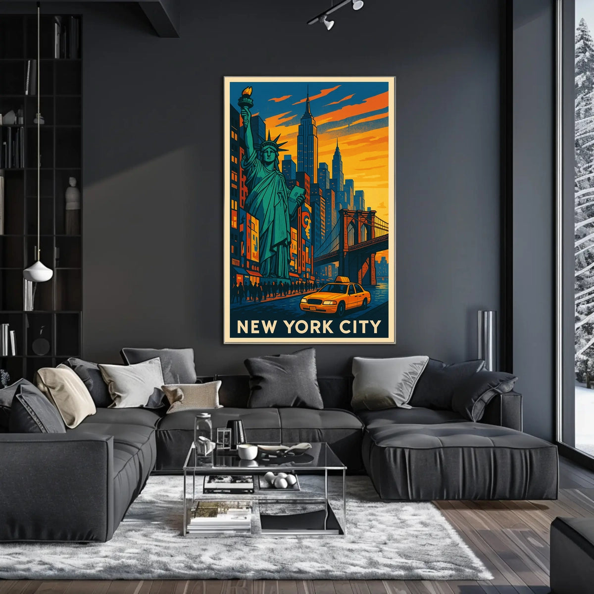 New York City Poster Vintage Travel Cityscape Wall Art
