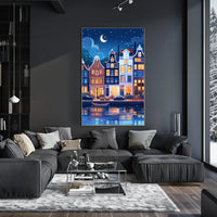 Enchanting European Nightscape: Whimsical Canal Poster
