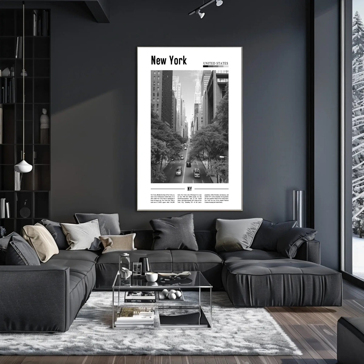 New York City Vintage Street Scene Poster Classic Wall Art