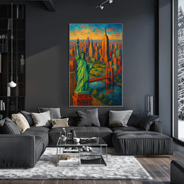 New York City Nighttime Skyline Poster Modern Wall Art
