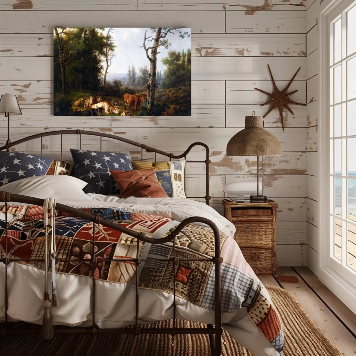 Serene 19th-Century Countryside Scene Animal Poster