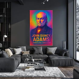 John Quincy Adams 6th President of the United States Neon Gradient OverlayPoster