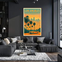 Los Angeles Retro Sunset Travel Poster