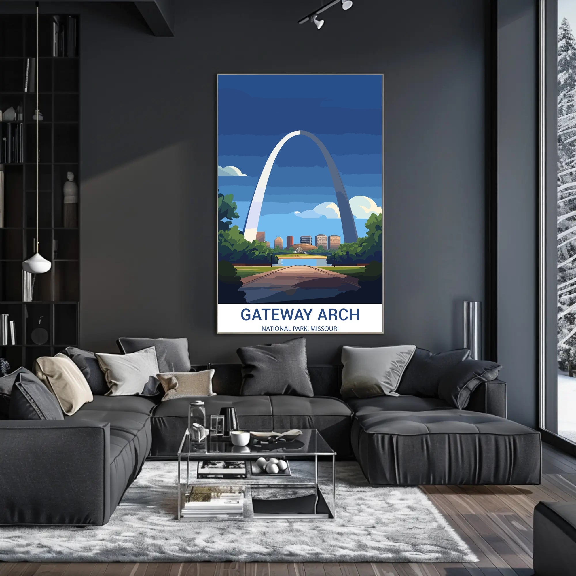 Gateway Arch Illustration in National Park Poster
