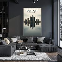 Detroit Skyline Reflection Poster