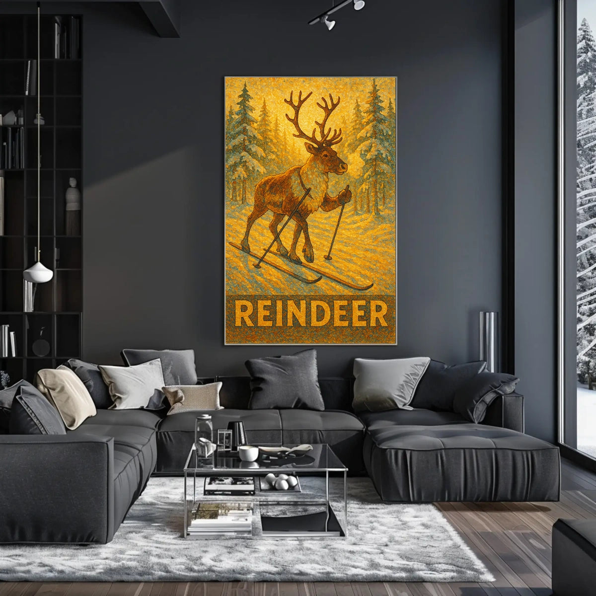 Reindeer On Skis Poster
