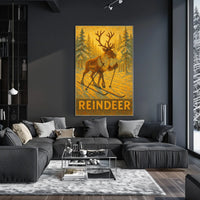 Reindeer On Skis Poster