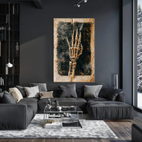 Elegant Skeletal Hand with Quill Artistic Poster