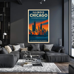 Chicago Skyline Vibrancy: Retro Urban Cityscape Poster PosterGoat