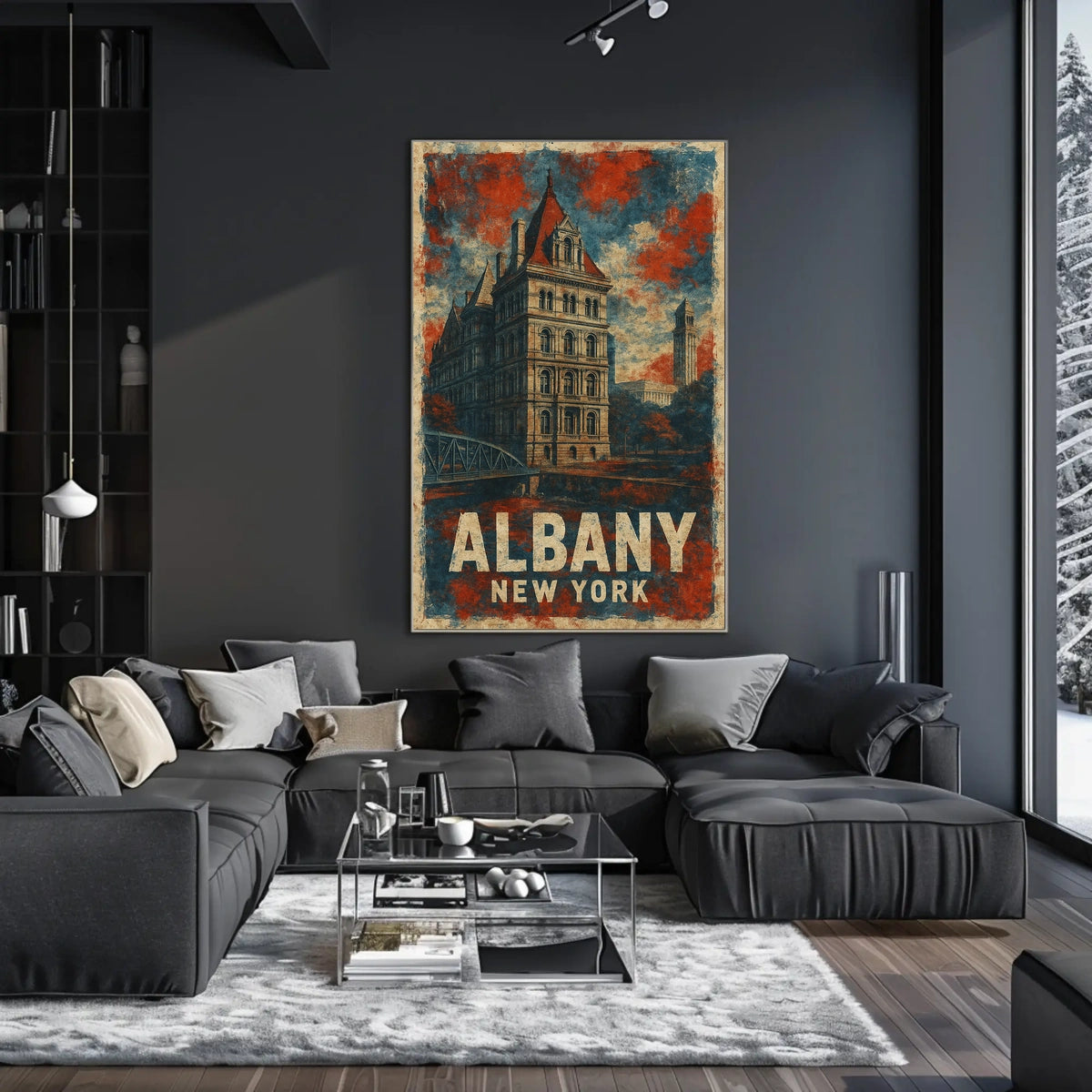 Albany Architecture Line Art Traveler Poster