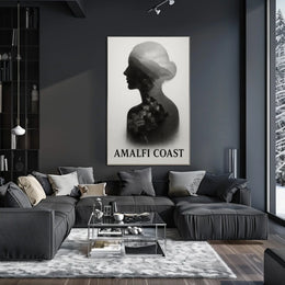 Amalfi Coast Silhouette Poster Wall Art for Coastal Decor
