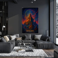 Bagan Mystical Temples Surreal Art Poster Print