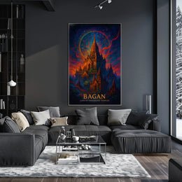 Bagan Mystical Temples Surreal Art Poster Print