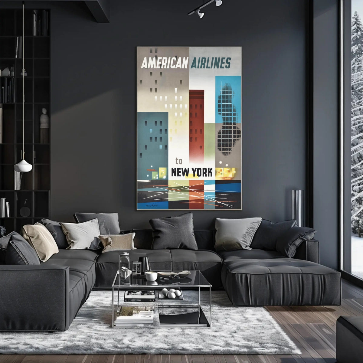 American Airlines New York City Poster Vintage Wall Art