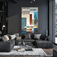 American Airlines New York City Poster Vintage Wall Art