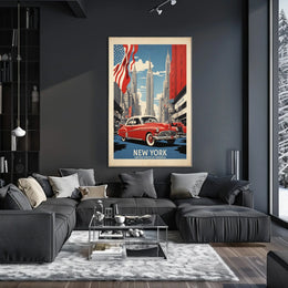 New York City Skyline Travel Poster Vintage Wall Art