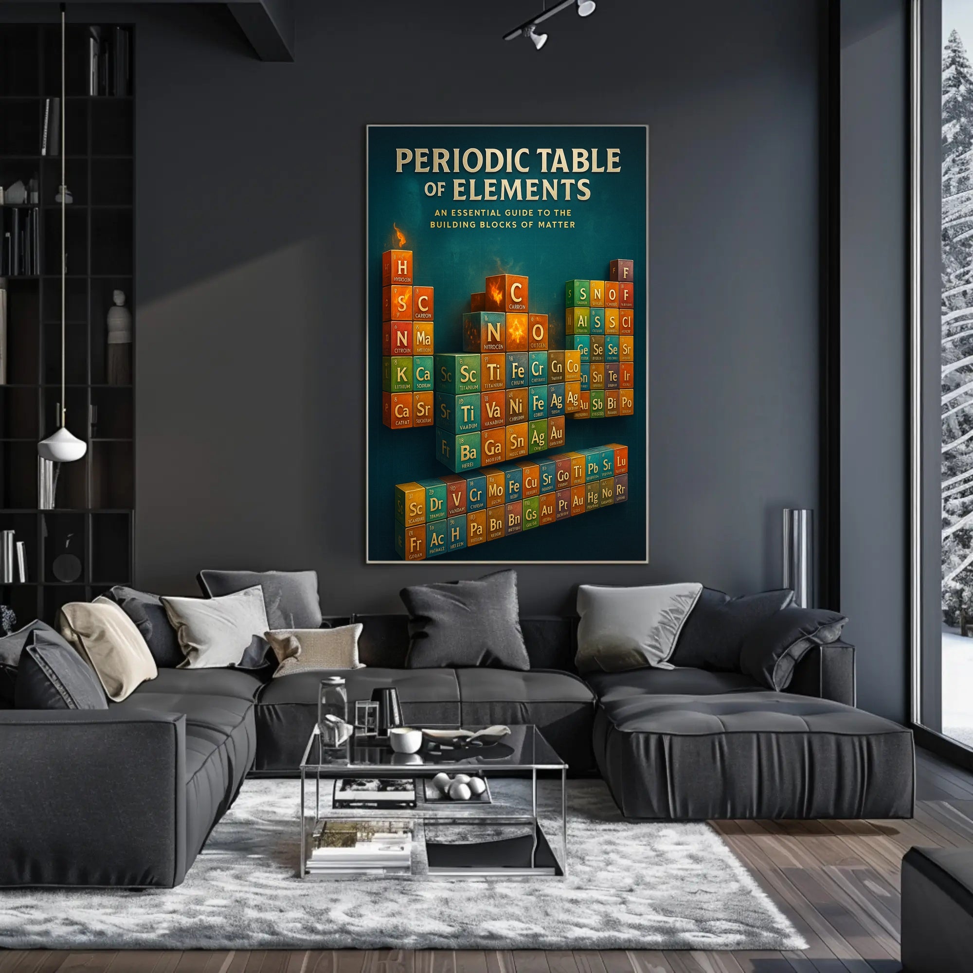 Periodic Table 3D Cubes Educational or Infographic Poster