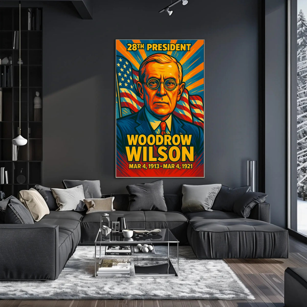 Woodrow Wilson 28th President of the United States Colorful Comic Book Style Poster