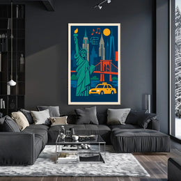 New York City Vibrant Urban Art Poster Modern Wall Art