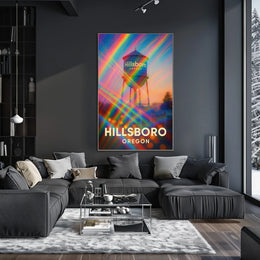 Hillsboro Water Tower Cityscape Vibrant Photography Poster