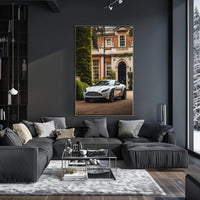 Luxury Sports Car in Front of Classic Mansion Poster