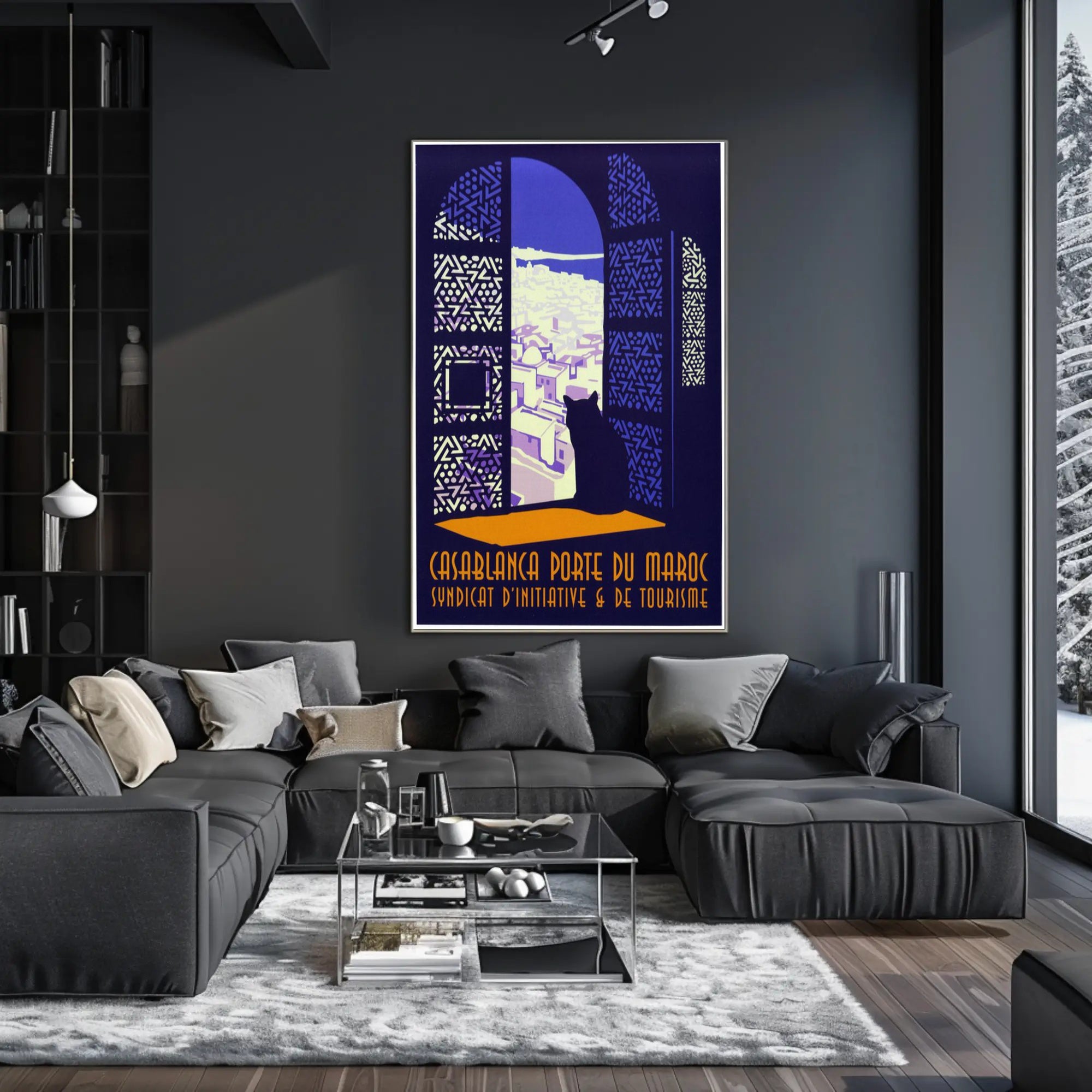 Casablanca Cat Cityscape Vintage Poster PosterGoat