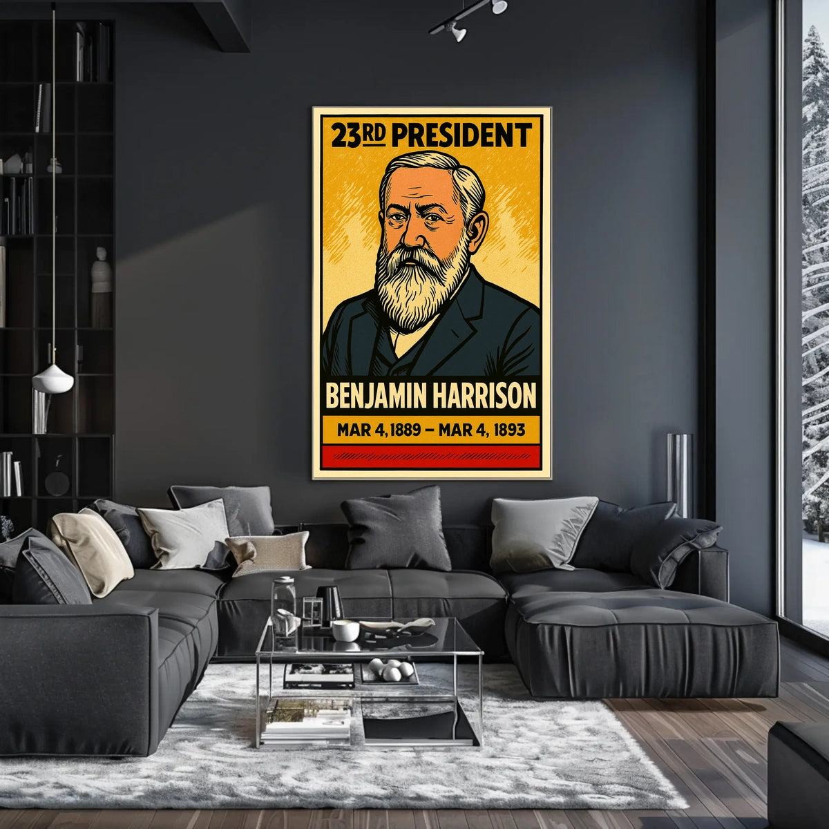Benjamin Harrison 23rd President of the United States Inked Comic Style Poster