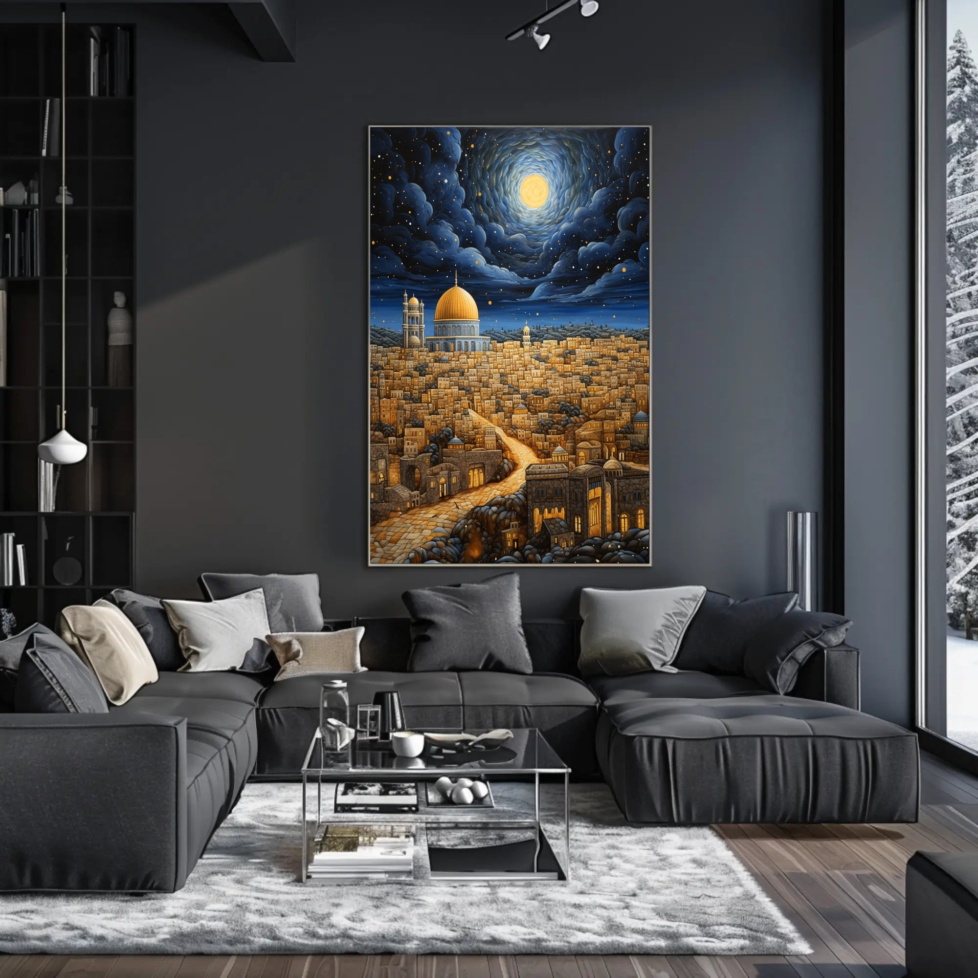 Moonlit Cityscape Poster