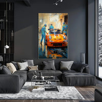 Racing Team In Action Poster PosterGoat