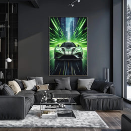 Futuristic Sports Car in Urban Cityscape Futuristic Sci-Fi Poster