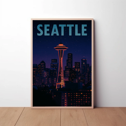 Seattle Skyline With Space Needle Travel Poster