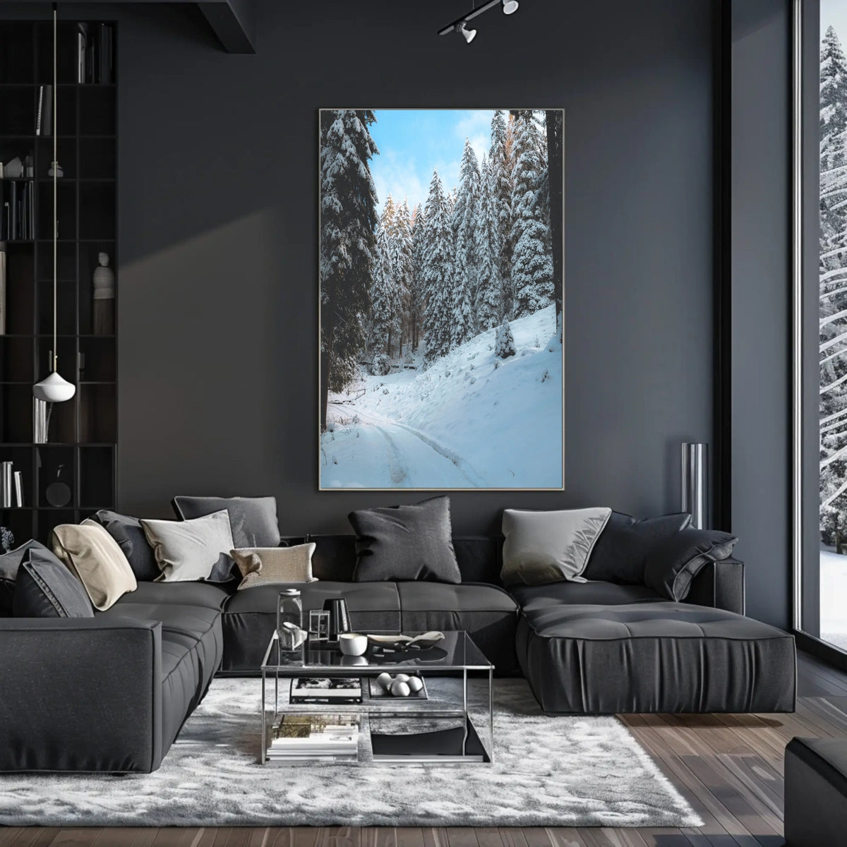 Serene Snowy Forest Pathway National Park Poster