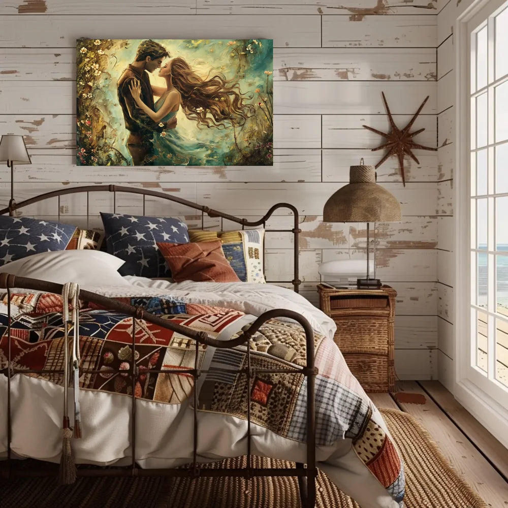 Romantic Embrace: Impressionistic Floral Fantasy Poster