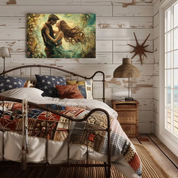 Romantic Embrace: Impressionistic Floral Fantasy Poster