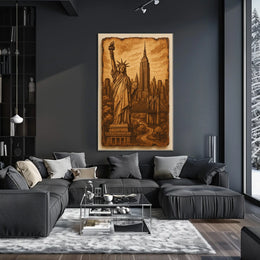 New York City Landmarks Skylines Poster Vintage Wall Art