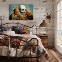 Eerie Scene with Skull and Bottles Abstract or Artistic Poster