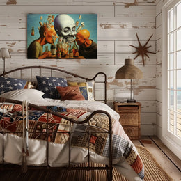 Eerie Scene with Skull and Bottles Abstract or Artistic Poster